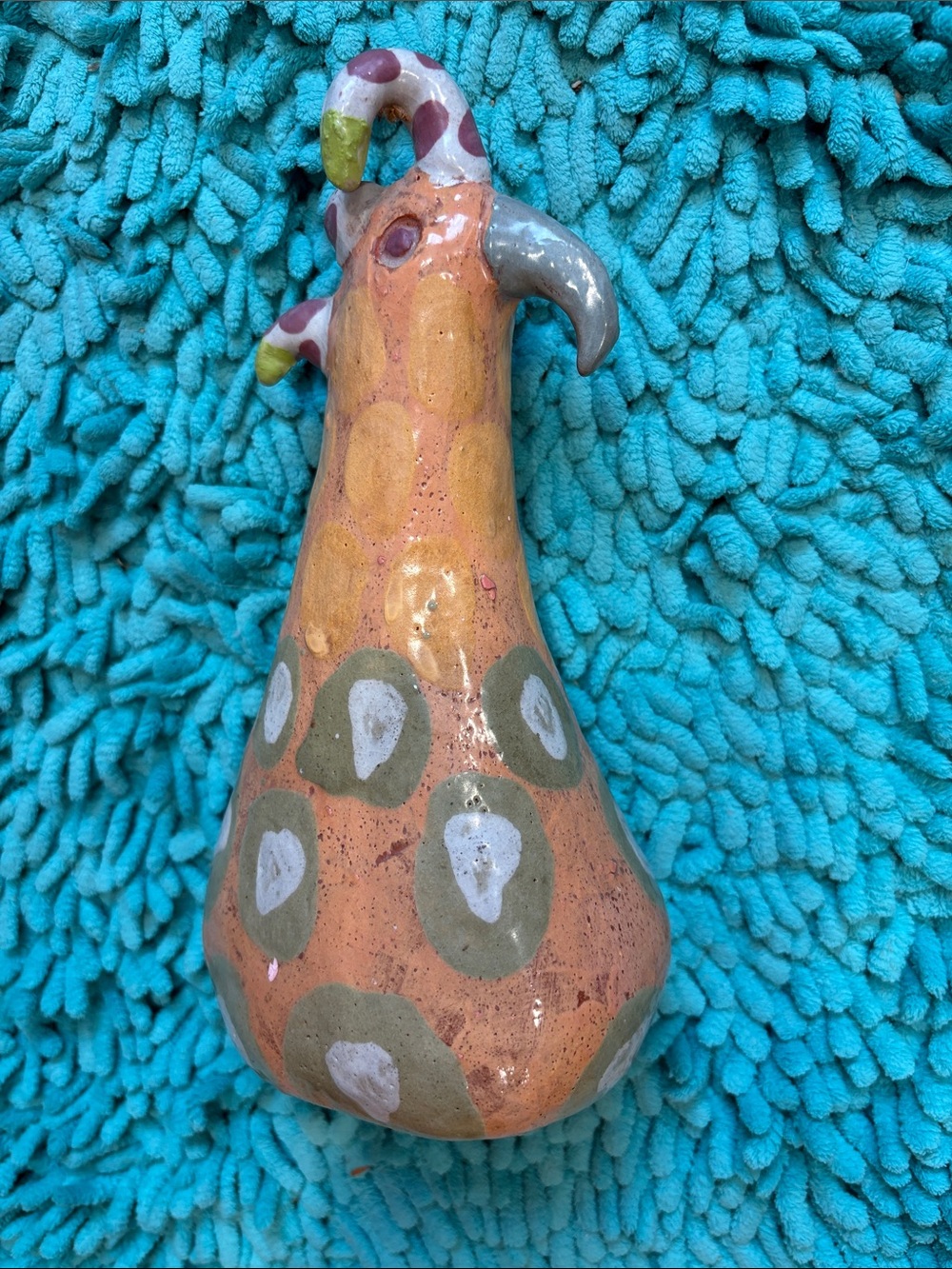 Handmade Ceramic Abstract Bird 9”x4” Perfect Garden Art